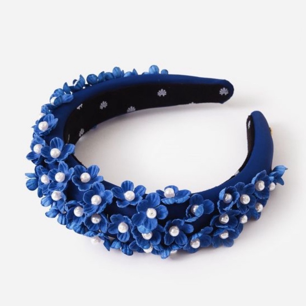 Lele Sadoughi Floral Appliqué Alice Headband Ocean Oasis Blue - NWT